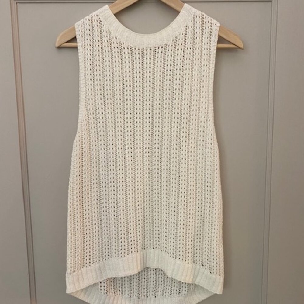 GAP Sleeveless Open Stitch Sweater Tank in Off White, Size S